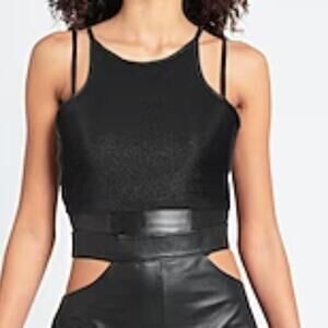 Beach Riot Glitter Anna Tank Sports Bra Black Glitter